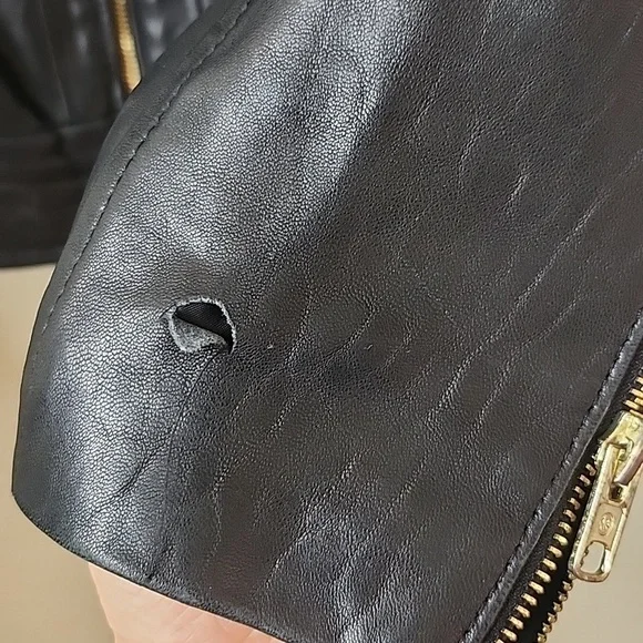 MK 100% Leather motto jacket L - Picture 7 of 13